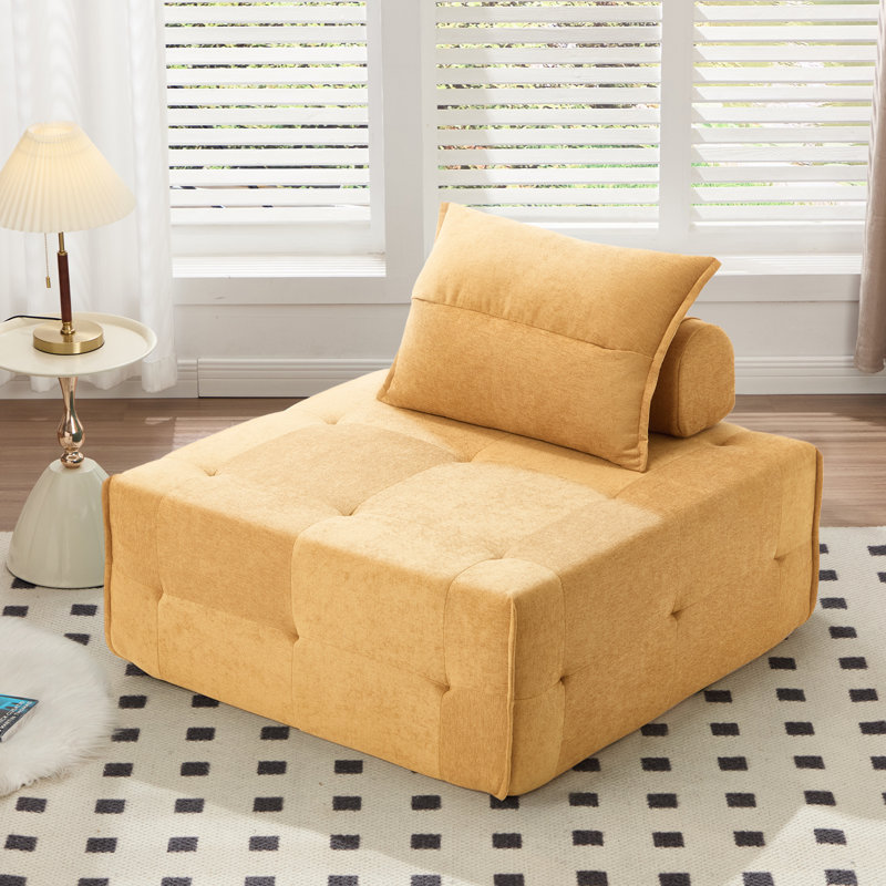Mid-Century Armless Accent Chair,Modern Fabric Armchair with Pillow for Living Room,bedroom,500LBS No assembly Required Sofa Chair