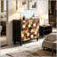 30.31 Inch Modern Sideboard with Honeycomb Pattern and Solid Wood Doors