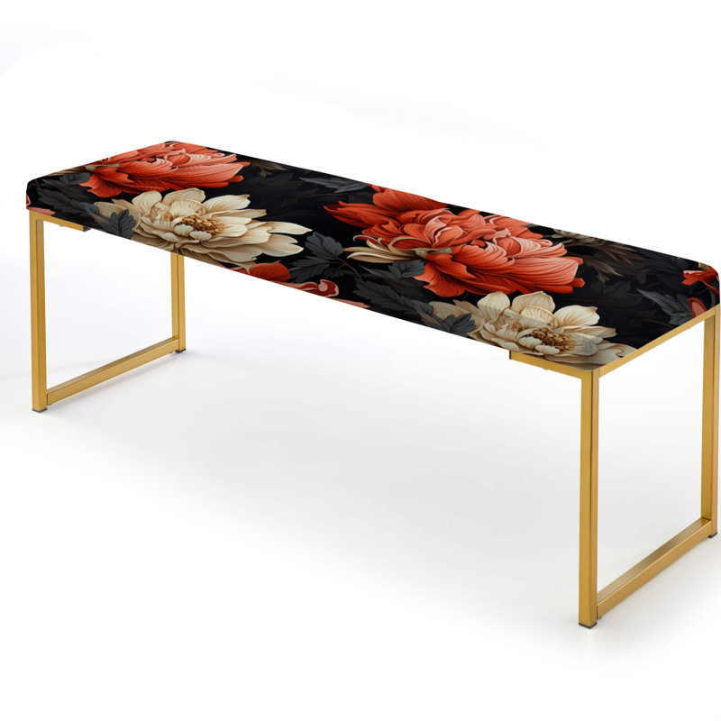 Banc rembourré or, Red Peonies Floral Elegance