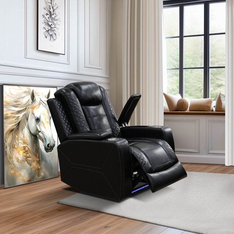 Fauteuil inclinable en cuir blanc, Noir, noir, noir, noir