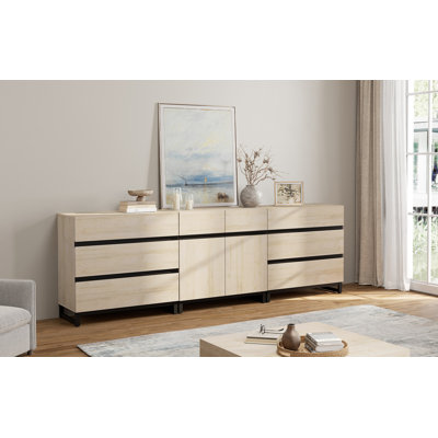 Aadam 3-In-1 Dresser For Bedroom, Modern Storage Organizer With Adjustable Shelf And 6 Drawers, Mid-Century Wooden Chest Of Drawers With Metal Base, For Living Room, Nursery, Hallway