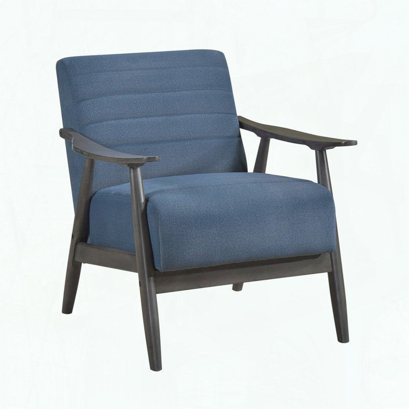 Fauteuil d'appoint décontracté transitionnel avec structure gris brique, Bleu