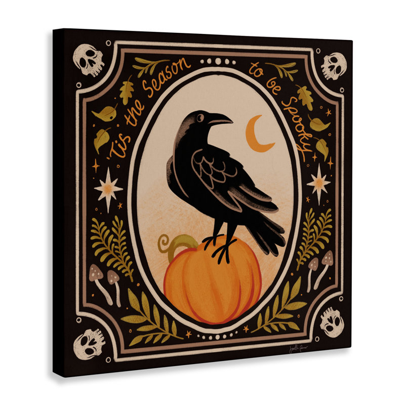 Toile de corbeau noir Spooky Season, design par Janelle Penner, H 36 po x l 36 po