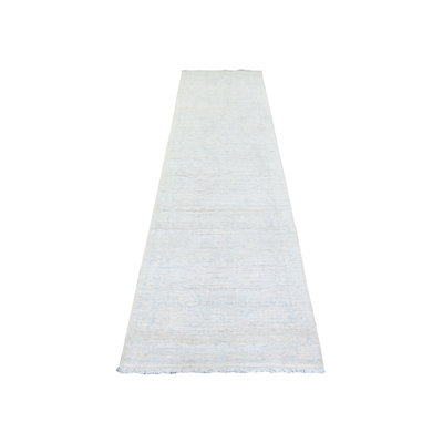 2'8" x 9'7" New Hand Knotted Ivory Wool Runner Oriental Rug - MOA10274054