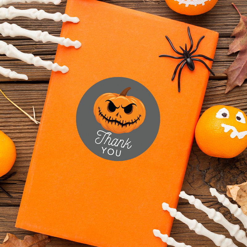 «Thank You», citrouille effrayante, joyeux Halloween, autocollants
