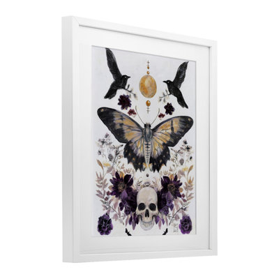 «Gothic Tarot with Moth», reproduction d'art sous verre encadrée, design par Sara Culpepper