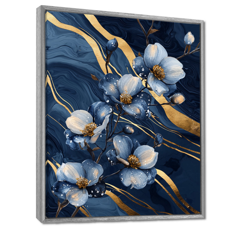 Lamy doré, cornouiller fantaisie II - art mural cornouiller pour le salon, H 40 po x l 30 po, Argent argent
