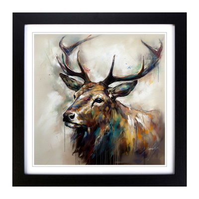 Stag No.2 - Single Picture Frame Print on Wood