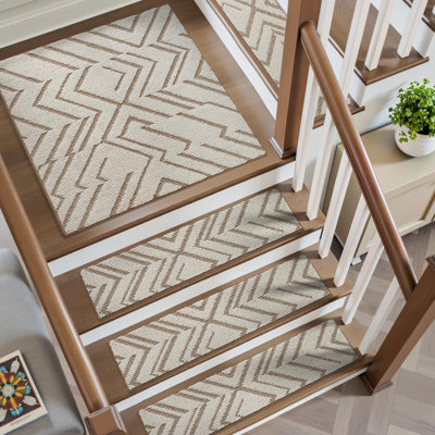 Stair Treads for Wooden Steps Non Slip Square Landing Mat, 31"x31" | 3D Textured Peel and Stick Carpet Stair Tread Indoor, Adhesive Washable Stair Runner Rug for Kids, Elders & Pets, Brown
