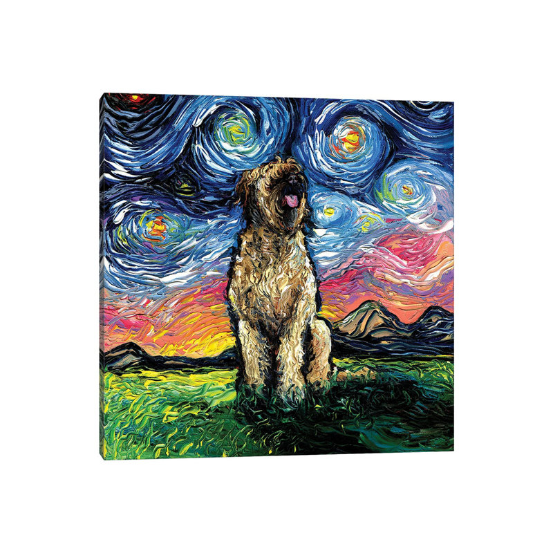 Briard Night by Aja Trier - Gallery-Wrapped Canvas Giclée on Canvas, Canvas, 30.48 cm H x 30.48 cm W