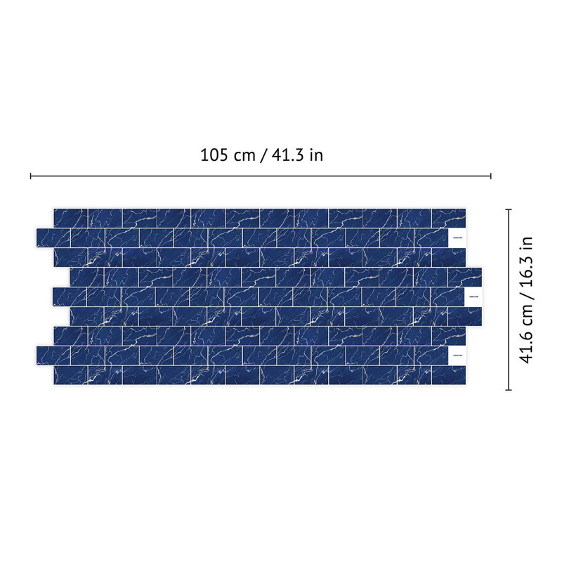 14cm W x 28cm L Aluminum Peel and Stick Subway Tile, Blue