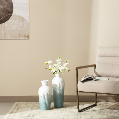 Abstract Ombre Aqua Metal Vases