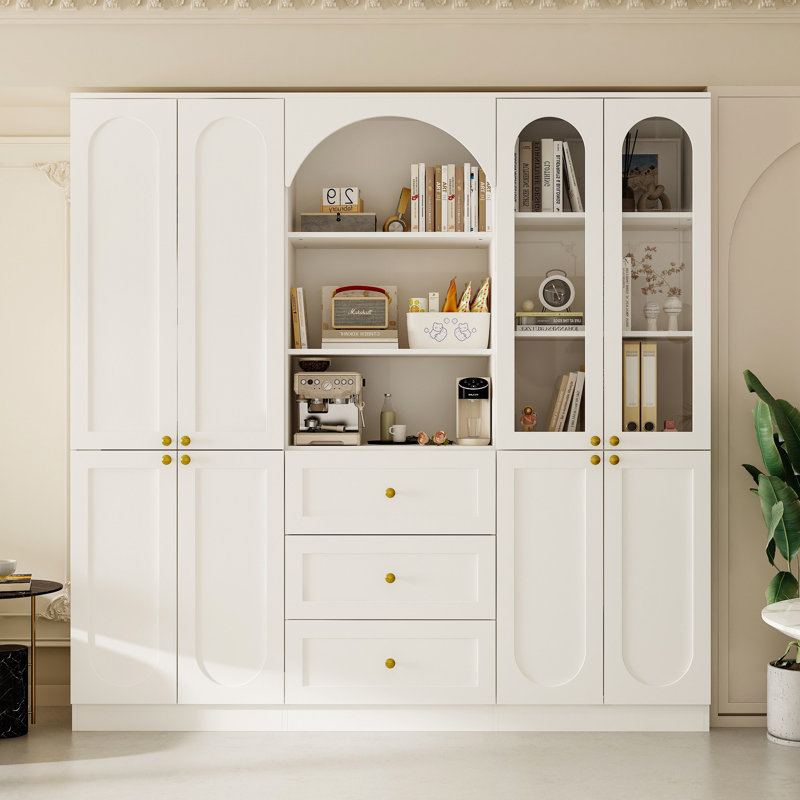 70''H X 71'' W 6-Story Bookcase With Drawers And Glass Doors