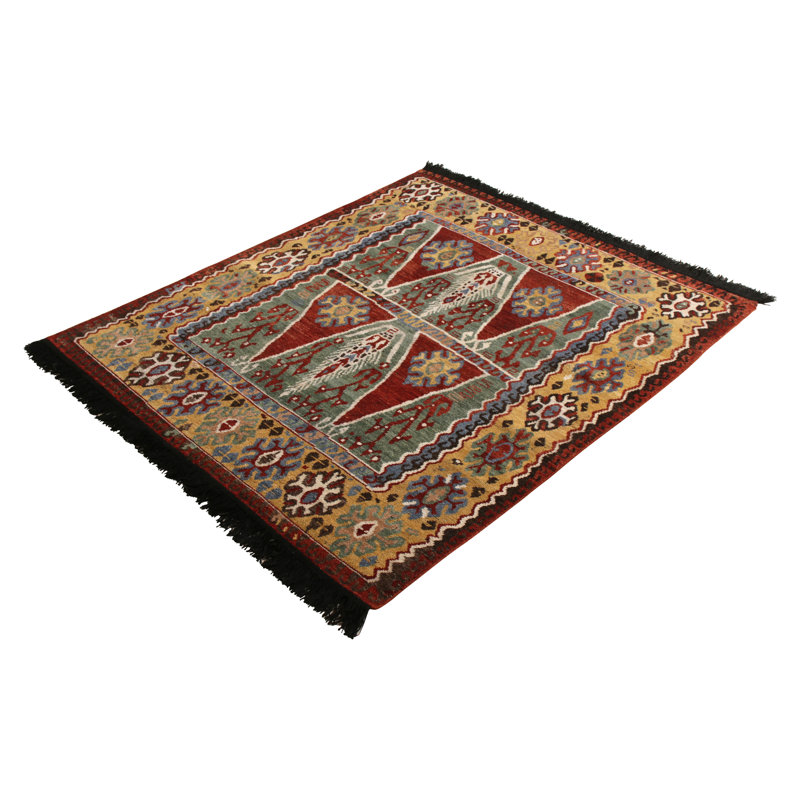 Rug & Kilim’S Classic Tribal Rug In Red And Gold Geometric Pattern, Rectangle 8' x 10'