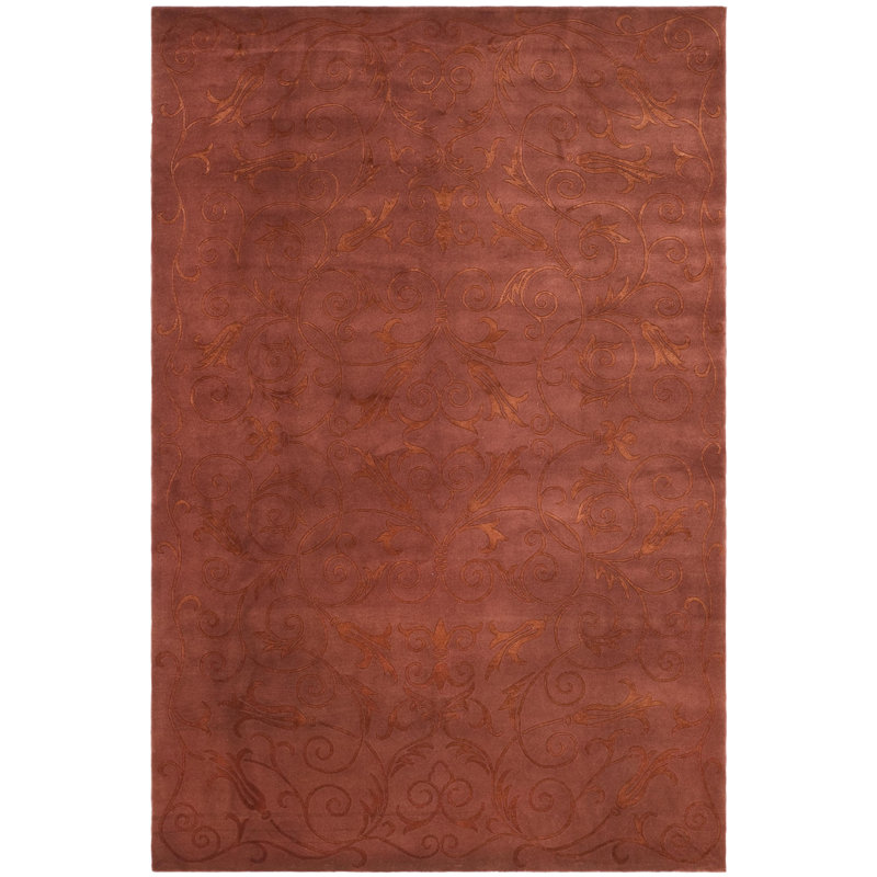 Oriental Hand-Knotted Wool/Silk Red Area Rug, Rectangle 9' x 12'