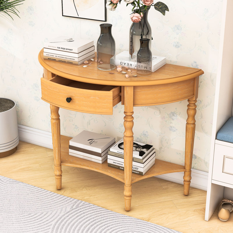 Console avec tiroir et tablette, Naturel