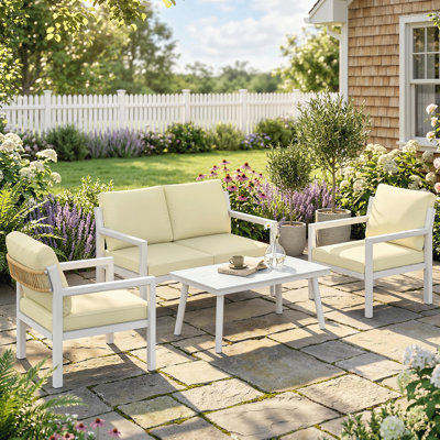 Outsunny 4 Seater Rattan Garden Furniture Set with Cushions