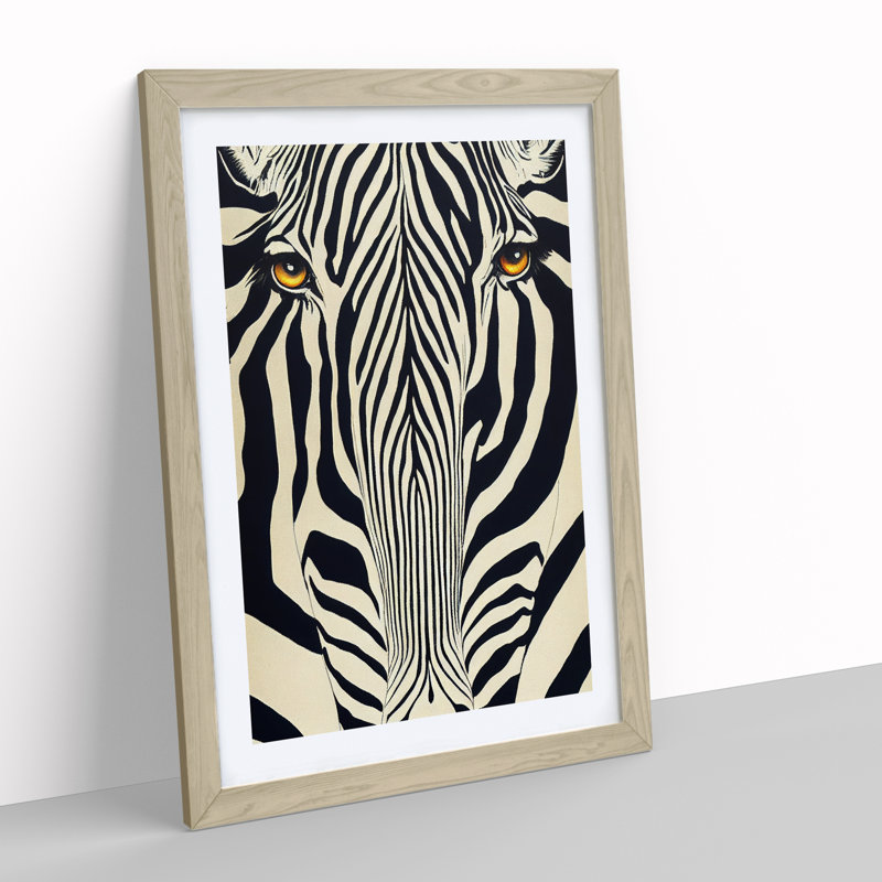 Zebra No.3 Abstract - Single Picture Frame Print, Oak, 34cm H x 25cm W x 2cm D