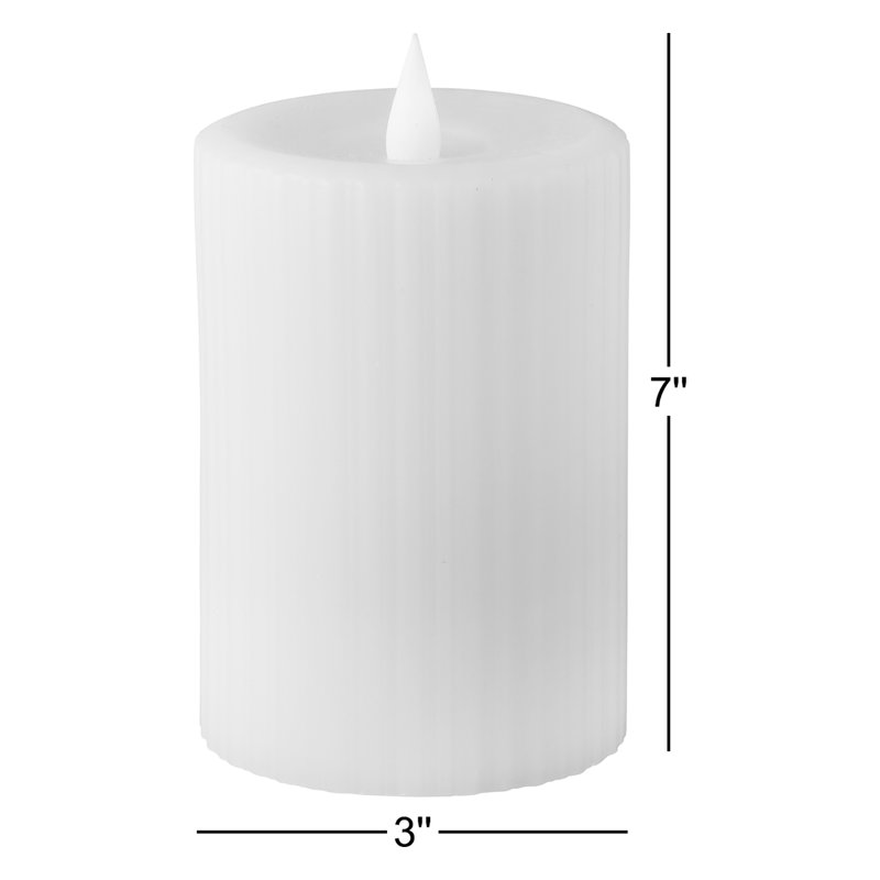 Bougie sans flamme à flamme de cire de paraffine nervurée, Blanc