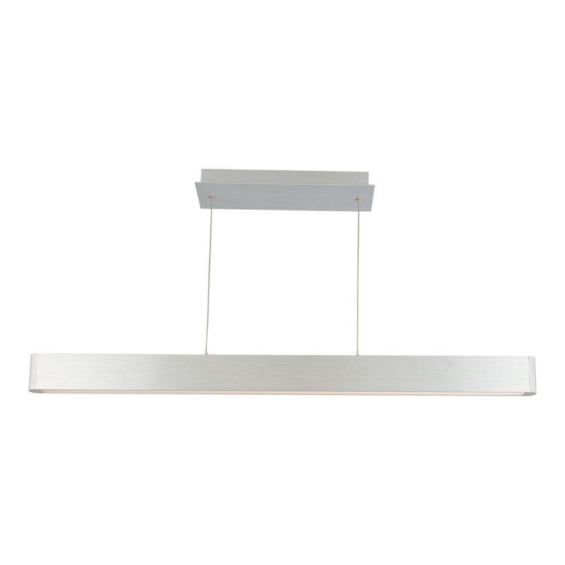 Luminaire suspendu linéaire à DEL à 1 lumière pour îlot de cuisine Logemann, Aluminium brossé, 44 po