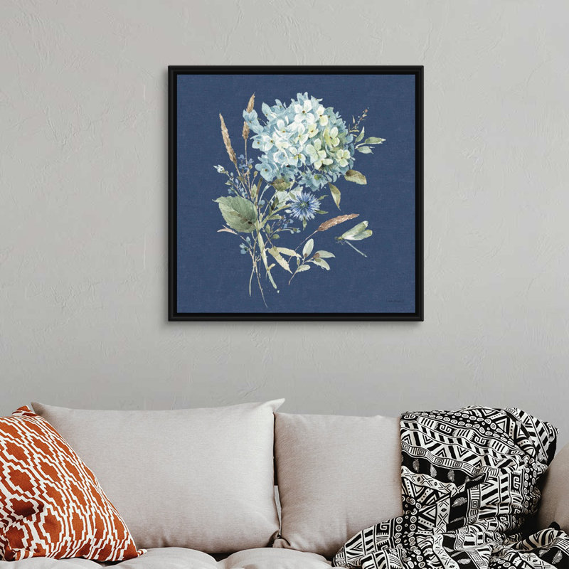 «Bohemian Blue 03 on Blue» par Lisa Audit - reproduction d'art, Toile avec cadre noir, H 32 po x l 32 po x P 1,75 po