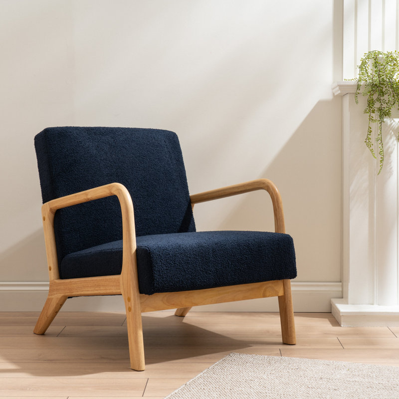 Boucle Accent Chair (Curved Arms), Navy