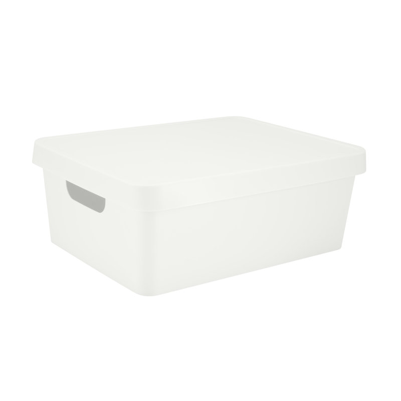 Boîte de rangement en plastique Vinto, Blanc, 5.4" H x 14.5" W x 11" D