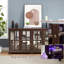 Vitrine de 59,06 po de largeur avec tablette réglable pour rangement de livres et de collections et lumière DEL (cerise)-121448667