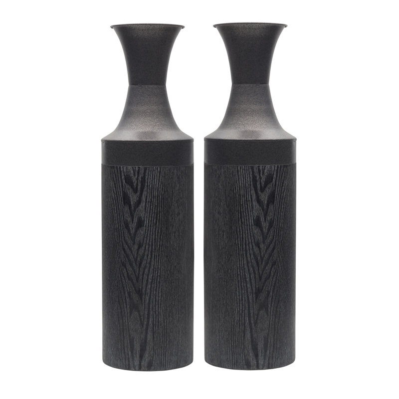 Ensemble de 2 vases en métal noir 26 po Elements