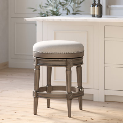 Tabouret de bar pivotant sans dossier gris vieilli, siège à 360 degrés, hauteur personnalisable, détails, pour la cuisine et l'utilisation