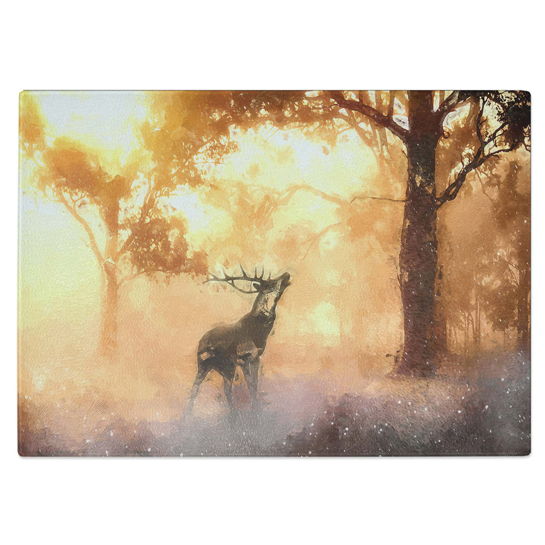 Tempered Glass Deer Stag in an Autumn Forest Chopping Board