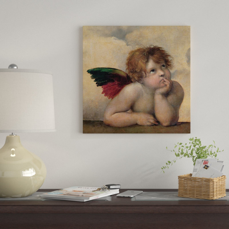 « angelo i-madone sistina » par raffaello sanzio, impression sur toile, H 18 po x l 18 po x P 1,5 po, Toile avec cadre noir