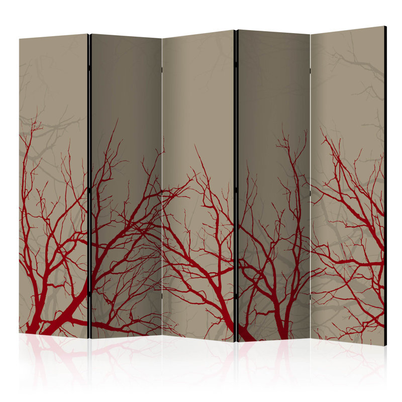 Haygazn 225cm W x 172cm H 5 - Panel Solid Wood Folding Room Divider