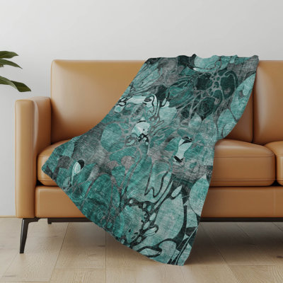 Addison Machine Washable Sherpa Floral Throw Blanket