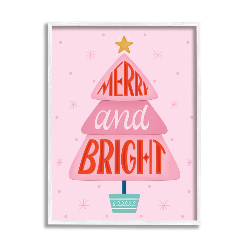 Merry & Bright, H 30 po x l 24 po x P 1,5 po, Giclée encadrée blanc bord de mer