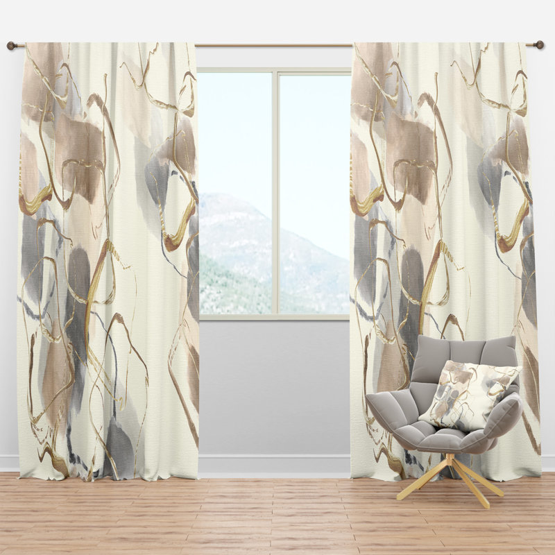 Gold Glam Squares V - Glam Curtain - Velvet Room darkening - 1 panel, 52" W x 108" L