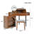 Corner Dresser with Mirror and LED Lights, Modern Dressing Set with Mirror and Stool, Brightness Adjustable Folding Mirror
