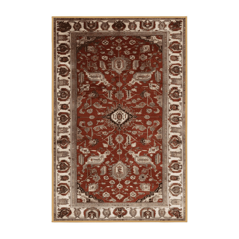 Tapis brun lavable à la machine, Rectangulaire 7 pi x 10 pi