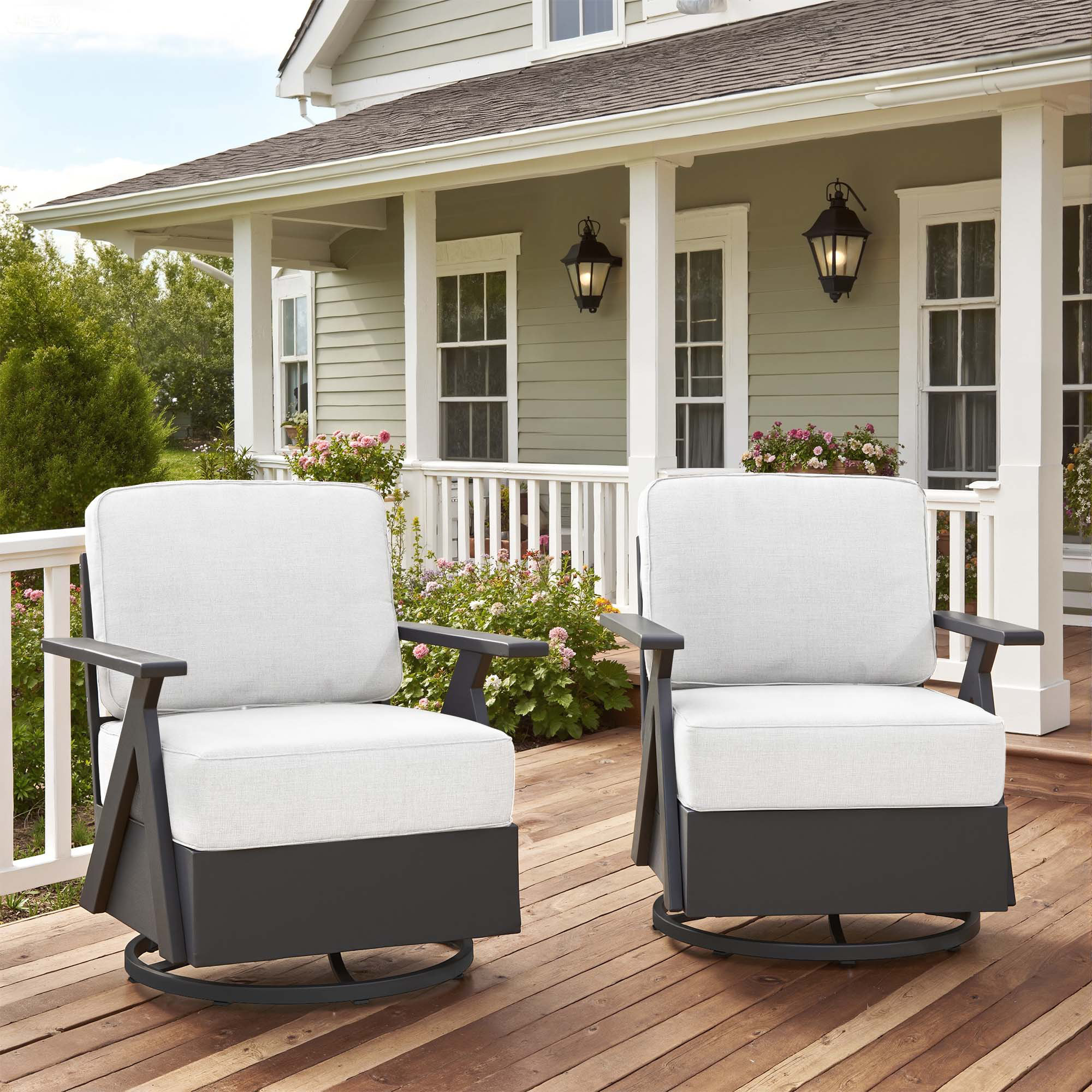 2 Stage Rocking Chair Latitude Run® 2-Piece Swivel Rocking Chair With Olefin Fabric Cushion ...
