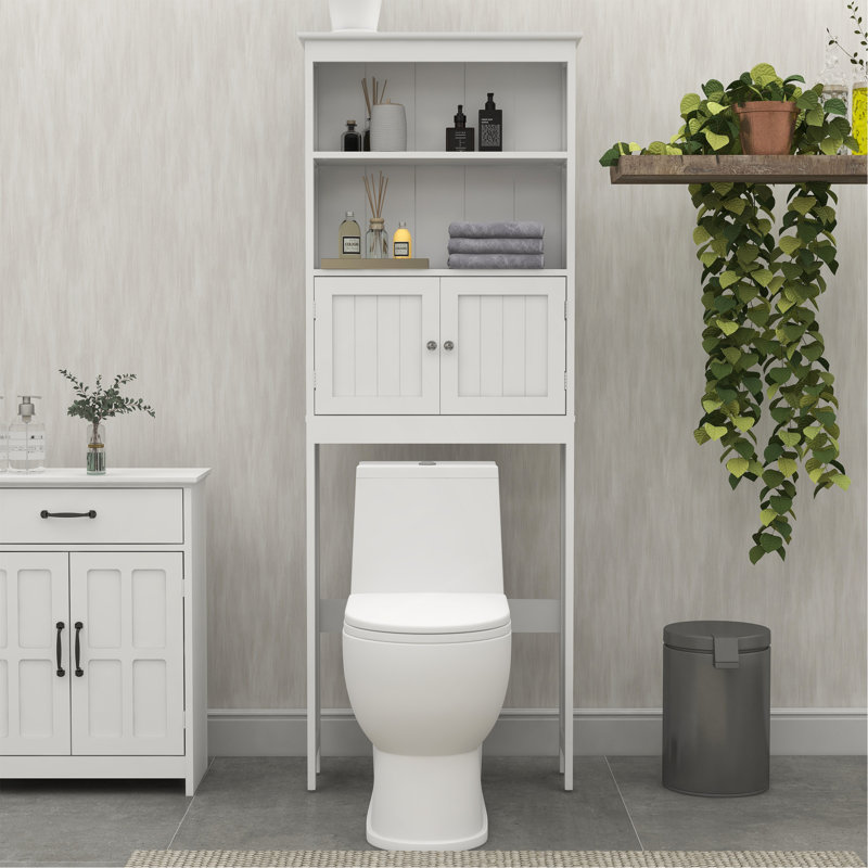 Étagère de rangement pour salle de bain à 2 niveaux avec 2 portes