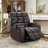 Louisbourg 33.5" Wide Modern Faux Leather Soft Backrest Manual Release Recliner With Massage & Arm Compartment & Hidden Cup Holders-106485159