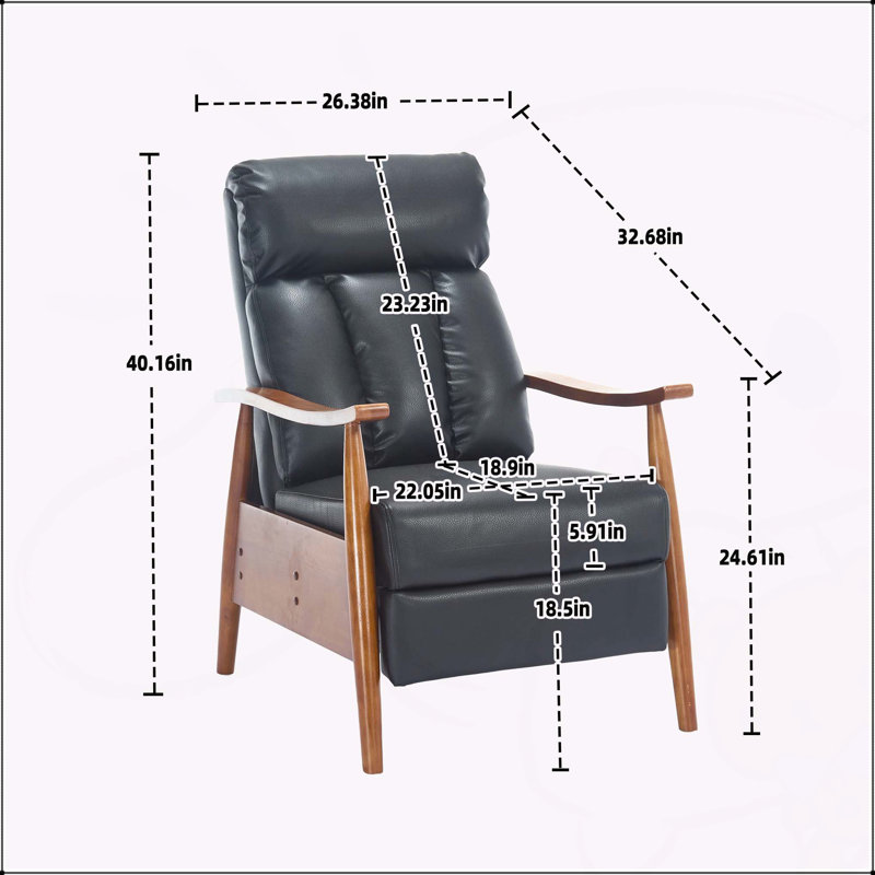 Fauteuil polyvalent et moderne avec fonction d'inclinaison réglable pour la détente, Polyuréthane noir