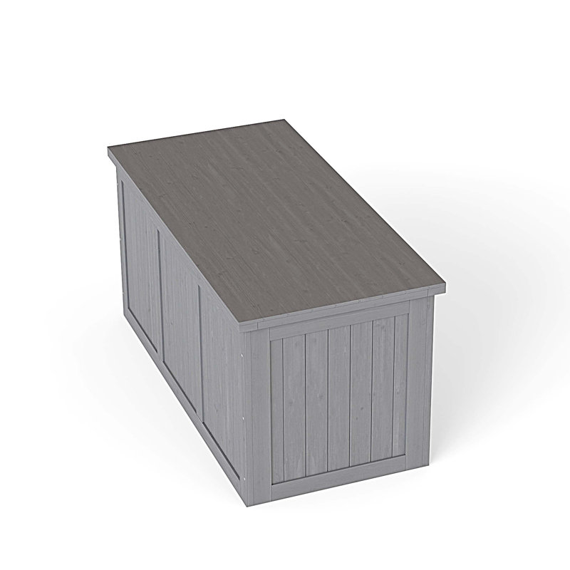 Outdoor Wooden Deck Box Solid Wood Storage Box Seat & Table Top for Patio Furniture Cushions, Pool Toys and Garden Tools