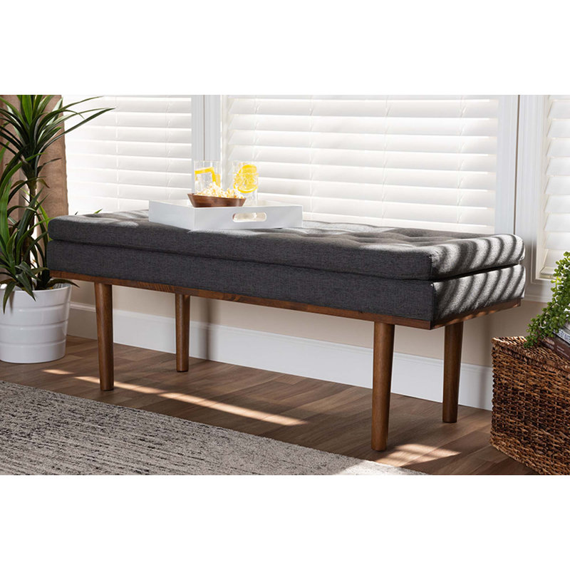 Polyester Upholstered Bench, Dark Gray