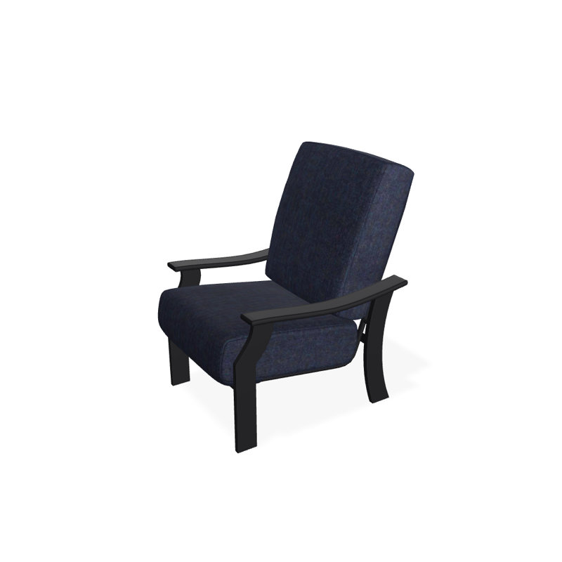 St. Catherine Outdoor Lounge Chair, Spectrum Indigo Sunbrella®, Textured Black