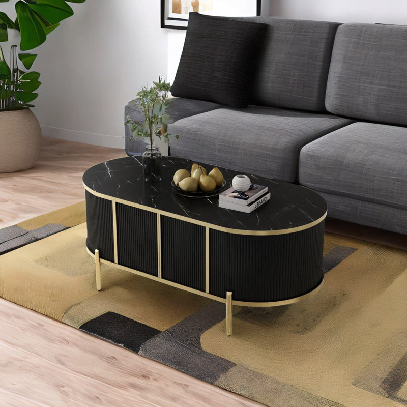 Table basse ovale, Noir, noir, noir, noir