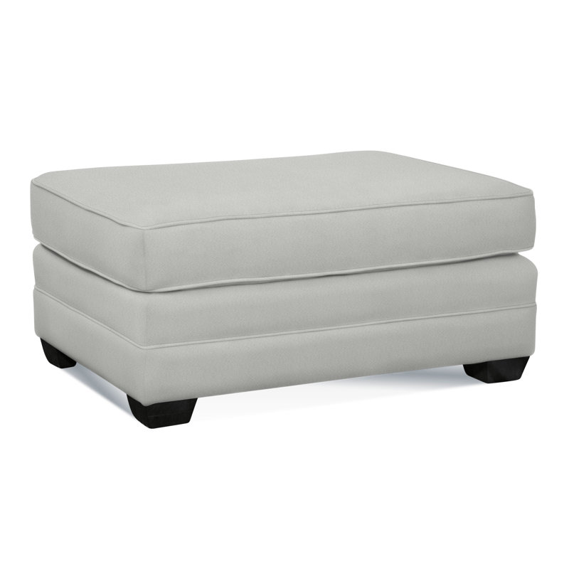 Bedford Upholstered Ottoman, Black , Light Blue and White Stripe; 0256-54