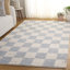Tapis à carreaux en laine / coton Natura 288 tissé à plat en bleu clair / ivoire