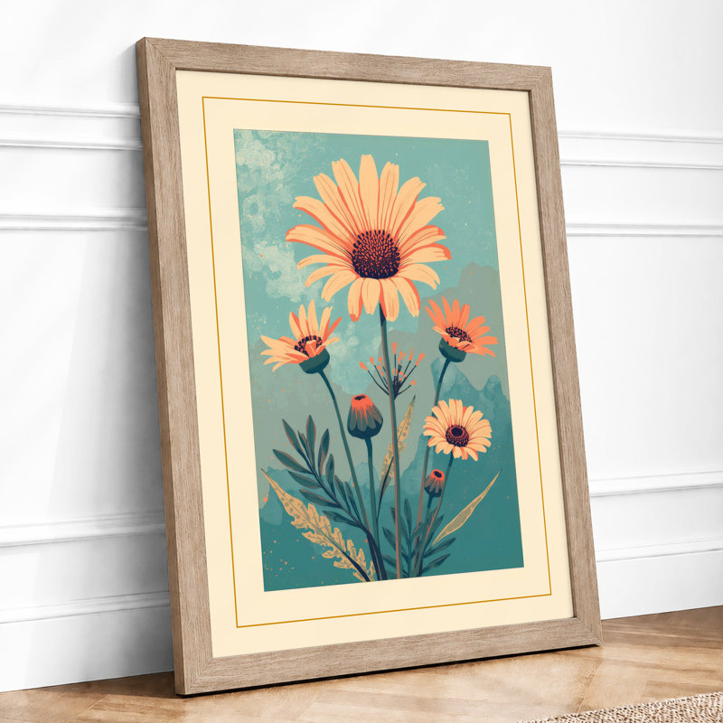 Daisy Study In Bloom Botanical - Print, Oak, A4 - 29.7 x 21.0 cm