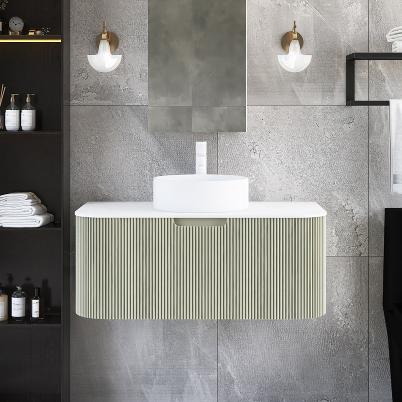 Meuble-lavabo mural 36 po avec lavabo, Beige